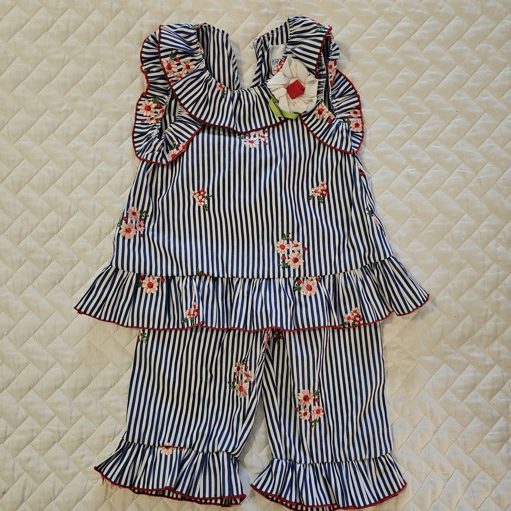 Striped Floral Ruffle Outfit